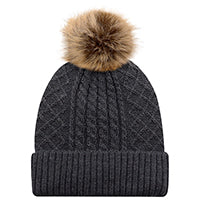 Load image into Gallery viewer, LADIES POMPOM TOQUE - 1E140L - HOCKEY MOM - PATCH