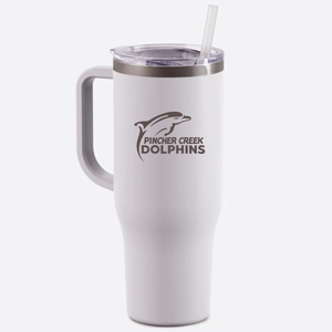 40oz. HANDLED TUMBLER - PC DOLPHINS - LASER ENGRAVED