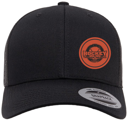 CURVE BRIM SNAPBACK HAT 6606 - HOCKEY THROUGH THE AGES LOGO - LP