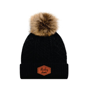 LADIES POMPOM TOQUE - 1E140L - HOCKEY MOM - PATCH