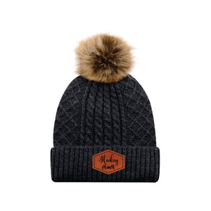 LADIES POMPOM TOQUE - 1E140L - HOCKEY MOM - PATCH