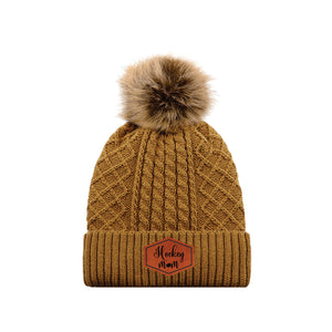 LADIES POMPOM TOQUE - 1E140L - HOCKEY MOM - PATCH