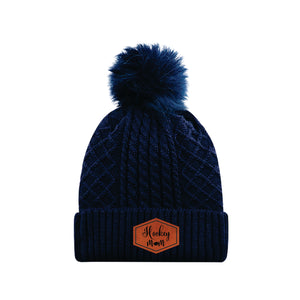 LADIES POMPOM TOQUE - 1E140L - HOCKEY MOM - PATCH