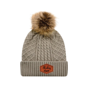 LADIES POMPOM TOQUE - 1E140L - HOCKEY MOM - PATCH