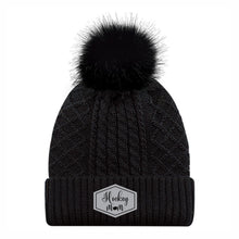 Load image into Gallery viewer, SATIN LINED POMPOM TOQUE - 1E140L - HOCKEY MOM - PATCH
