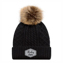 Load image into Gallery viewer, SATIN LINED POMPOM TOQUE - 1E140L - HOCKEY MOM - PATCH