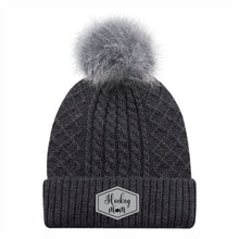 Load image into Gallery viewer, SATIN LINED POMPOM TOQUE - 1E140L - HOCKEY MOM - PATCH
