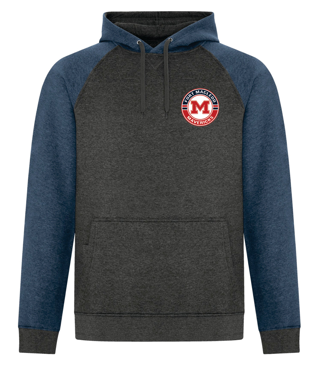 *NEW* UNISEX VINTAGE TWO TONE HOODIE - F2044 - FM MAVERICKS HOCKEY - SILICONE PATCH