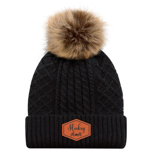 LADIES POM POM TOQUE - 1E140L - HOCKEY MOM PATCH