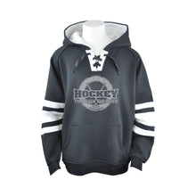 Load image into Gallery viewer, ADULT RETRO JERSEY HOODIE - HOCKEY THROUGH THE AGES LOGO - HP