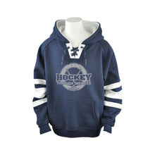 Load image into Gallery viewer, YOUTH RETRO JERSEY HOODIE - HOCKEY THROUGH THE AGES LOGO - HP