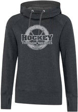 Load image into Gallery viewer, LADIES FUNNEL NECK SWEATSHIRT L2045- HOCKEY THROUGH THE AGES LOGO - HP