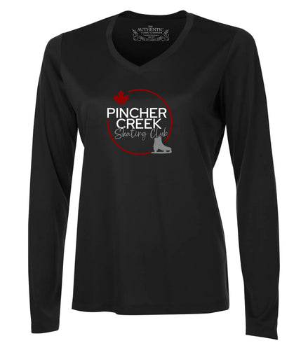 LADIES' PRO TEAM VNECK LONG SLEEVE - L3520LS - PINCHER CREEK SKATE CLUB - HP