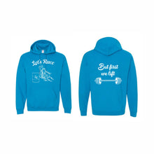 Load image into Gallery viewer, UNISEX HOODED SWEATSHIRT - 18500 - LET'S RACE - HP "BUT FIRST WE LIFT"
