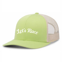 Load image into Gallery viewer, PACIFIC HEADWEAR TRUCKER SNAPBACK HAT - #104C - LET'S RACE - EMB FULL FRONT