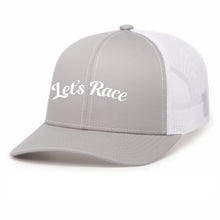 Load image into Gallery viewer, PACIFIC HEADWEAR TRUCKER SNAPBACK HAT - #104C - LET'S RACE - EMB FULL FRONT