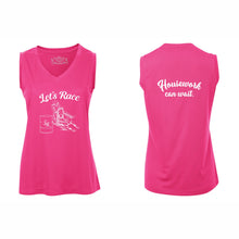 Load image into Gallery viewer, LADIES' PRO TEAM SLEEVELESS V-NECK TEE - L3527 - LET'S RACE - HP "HOUSEWORK CAN WAIT"