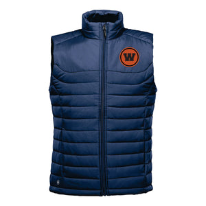 MENS PUFFER VEST W/LEATHER PATCH