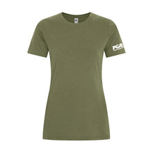 Load image into Gallery viewer, LADIES' KOI ELEMENT RING SPUN TSHIRT - KOI8060L - POTATO GROWERS OF AB - HP LEFT ARM