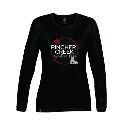 WOMEN'S BASELINE LONG SLEEVE TEE - CT-2W - PINCHER CREEK SKATE CLUB - HP