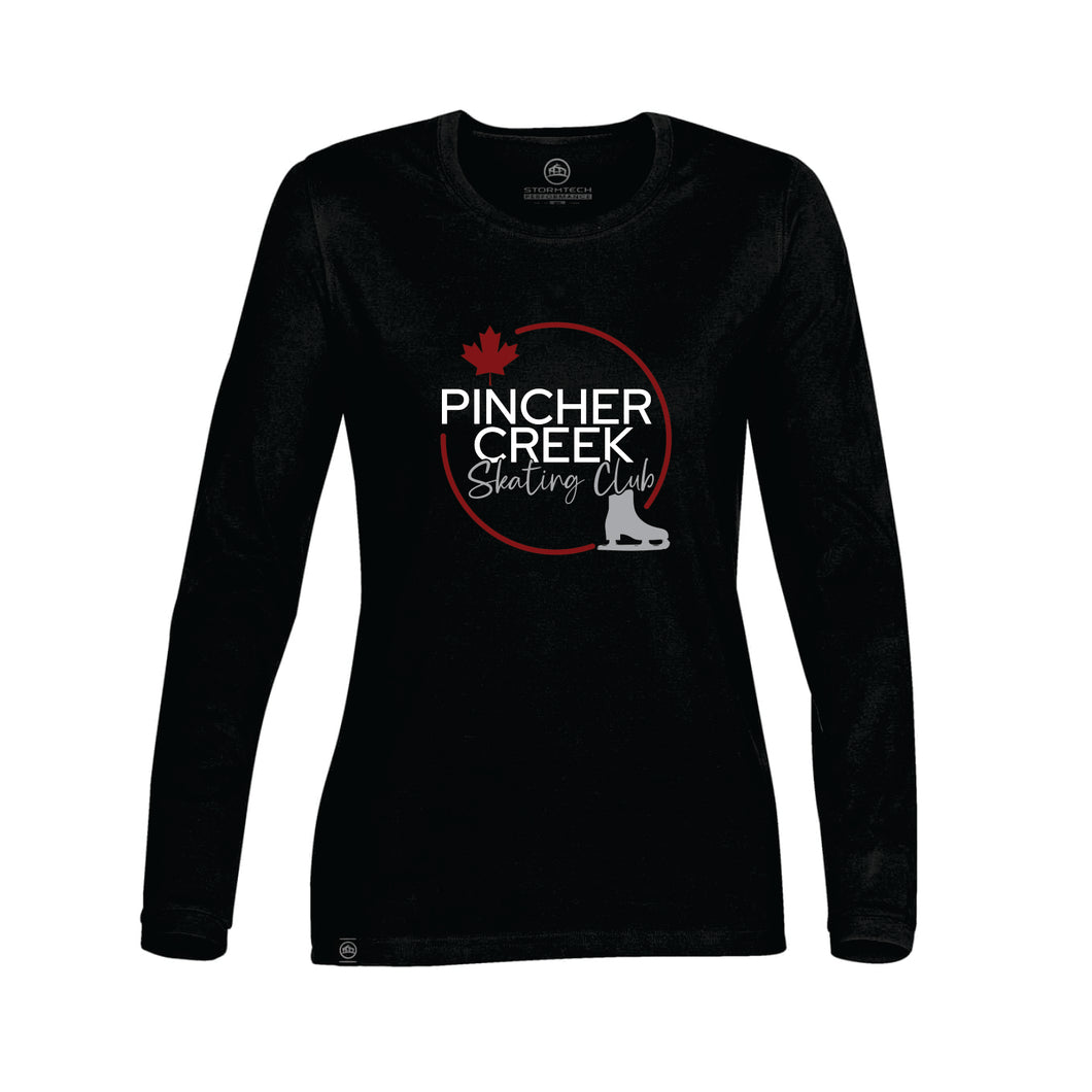 WOMEN'S BASELINE LONG SLEEVE TEE - CT-2W - PINCHER CREEK SKATE CLUB - HP