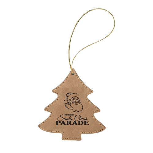 LEATHERETTE TREE ORNAMENT - GFT1106 - SANTA CLAUS PARADE - LASER ENGRAVE
