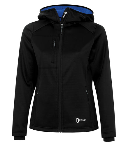 DISCONTINUED DRYFRAME® BONDED TECH FLEECE WATER RESISTANT FULL ZIP HOODED LADIES' JACKET - DF7687L