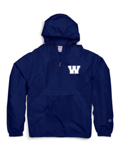 NAVY 1/2 ZIP CHAMPION WINDBREAKERS - WALSHE W LOGO