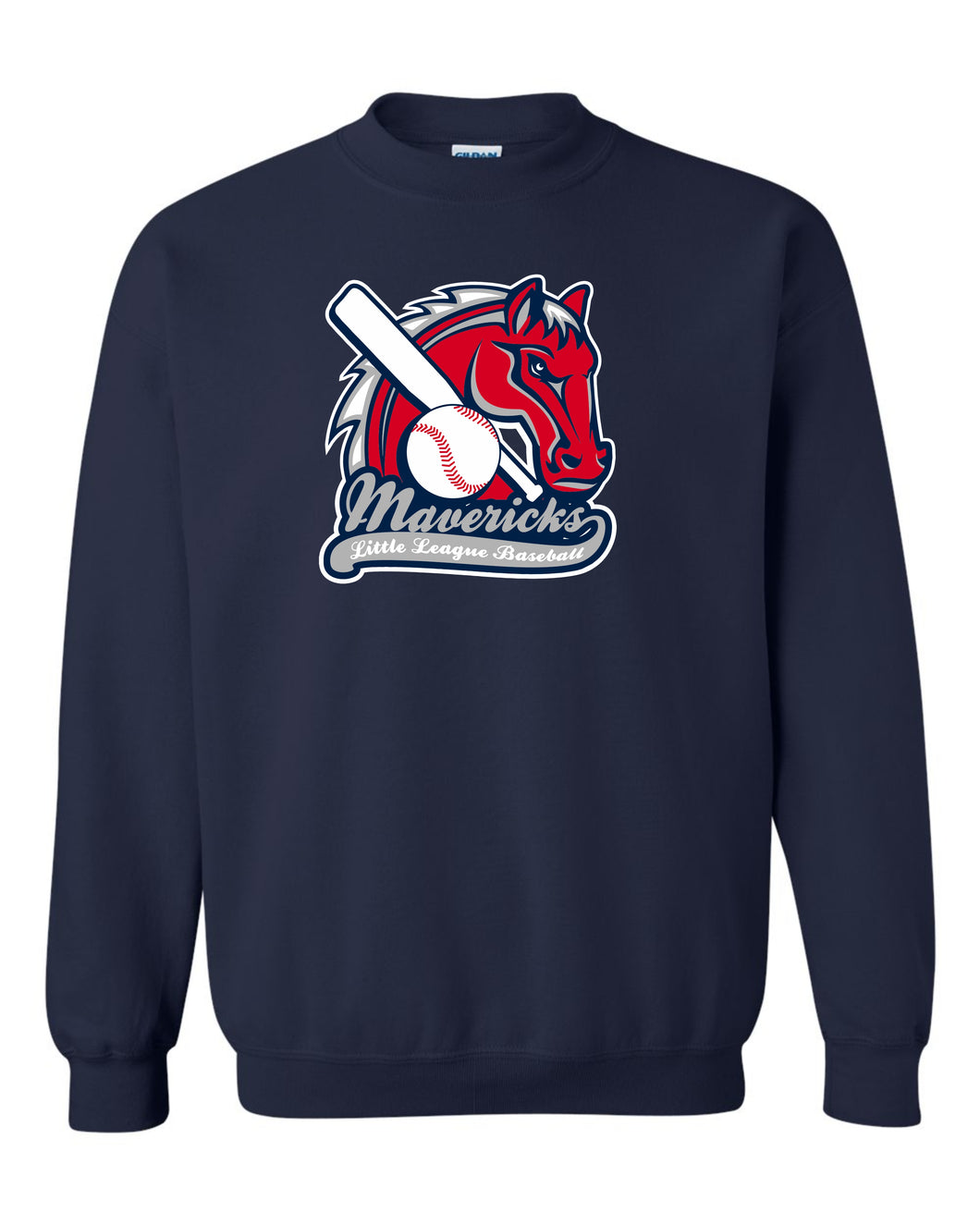 UNISEX GILDAN CREWNECK SWEATSHIRT - 18000 - MAVERICKS LITTLE LEAGUE BASEBALL - HP