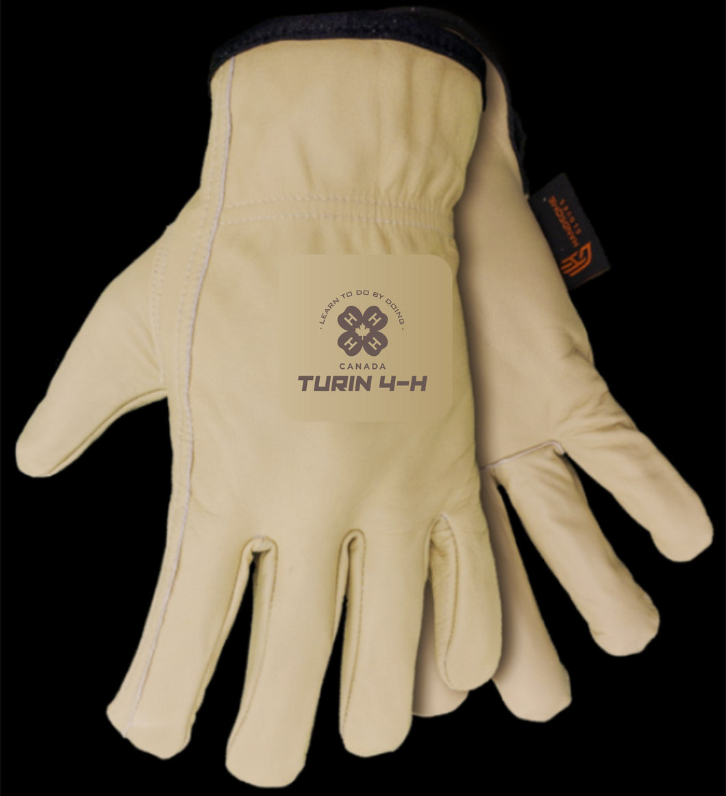 WINTER LINED COWHIDE GLOVES - LASERED LOGO