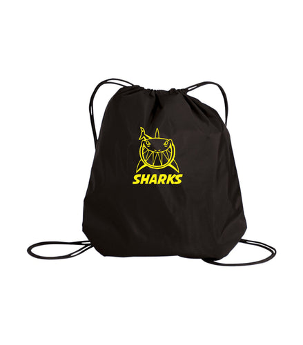 BLACK CINCH BAG - SHARKS LOGO