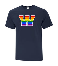 Load image into Gallery viewer, NAVY T-SHIRT - RAINBOW W LOGO